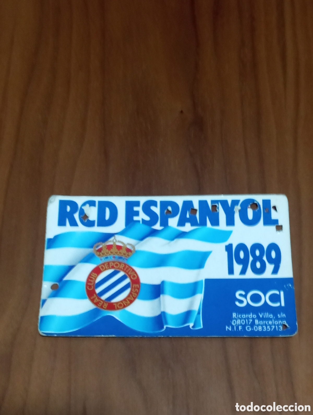 Coleccionismo deportivo: CARNET SOCIO RCD ESPANYOL 1989