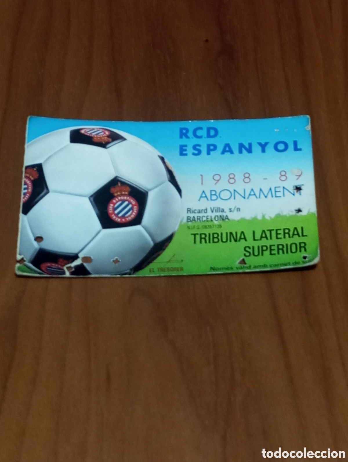 Coleccionismo deportivo: CARNET ABONO RCD ESPANYOL 1988 1989