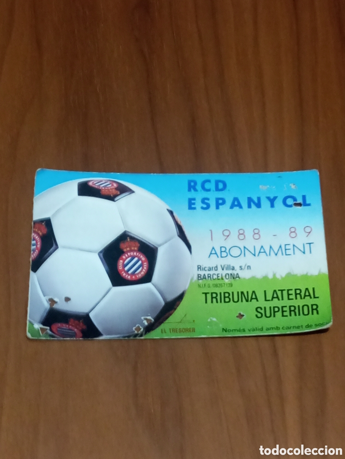 Coleccionismo deportivo: CARNET ABONO RCD ESPANYOL 1988 1989