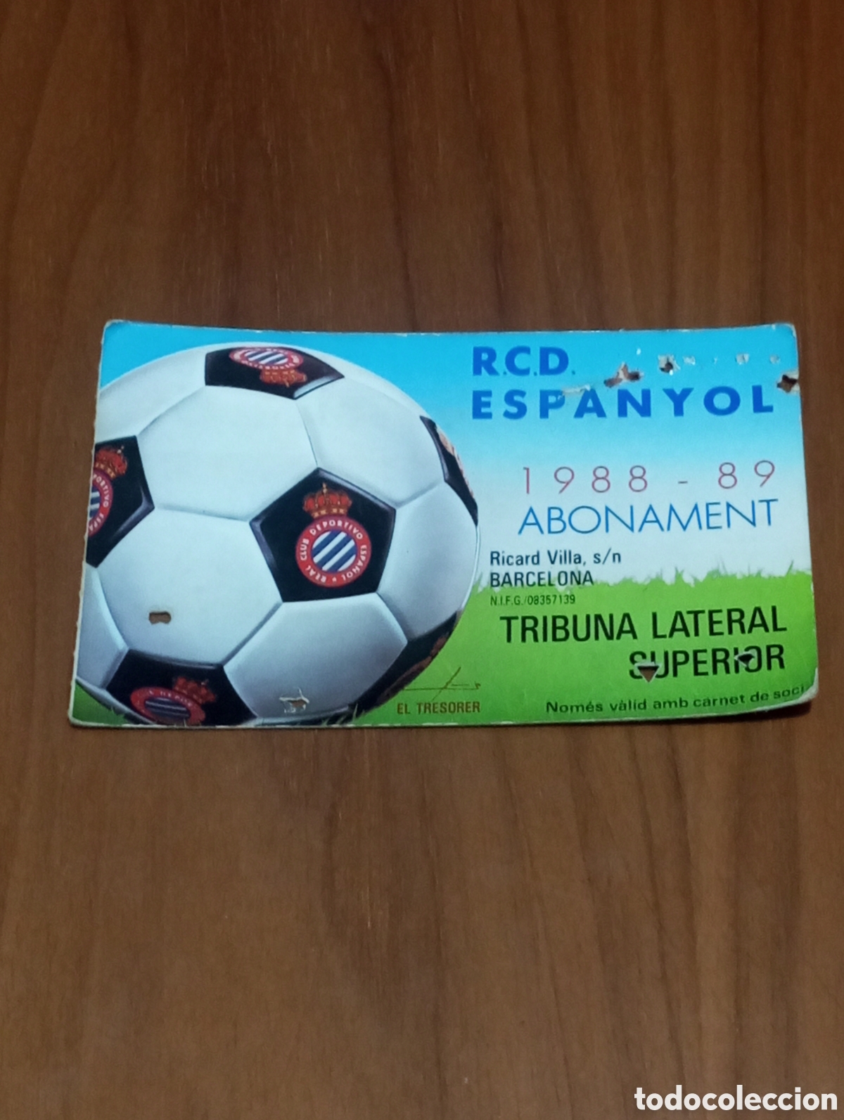 Coleccionismo deportivo: CARNET ABONO RCD ESPANYOL 1988 1989