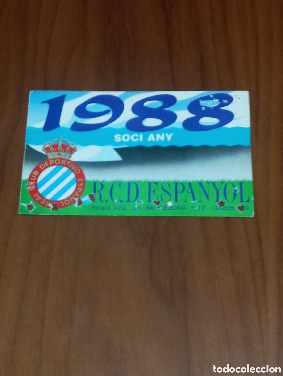 Coleccionismo deportivo: CARNET SOCIO RCD ESPANYOL 1988 FIRMADO PARTE TRASERA DESCONOZCO FIRMA