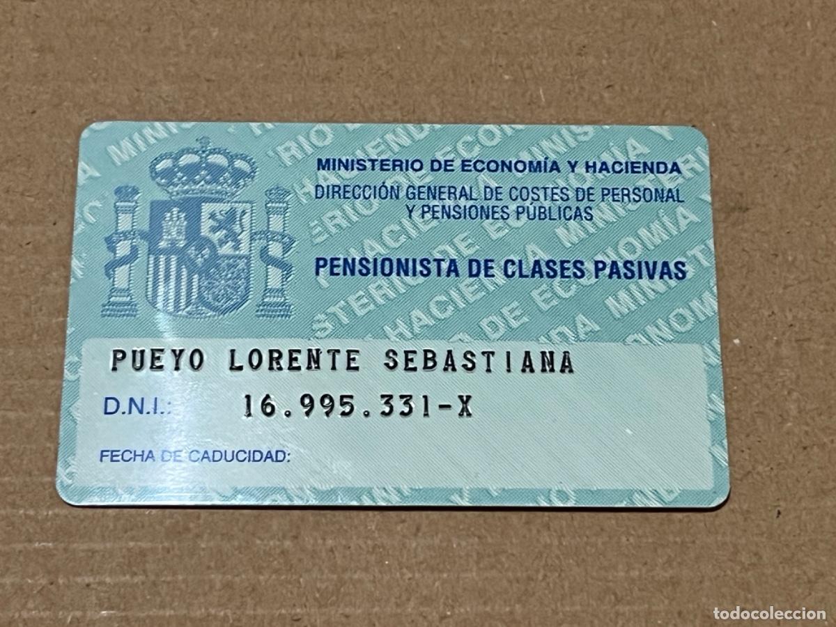 Coleccionismo deportivo: Tarjeta carnet PENSIONISTA DE CLASES PASIVAS para colecci&oacute;n
