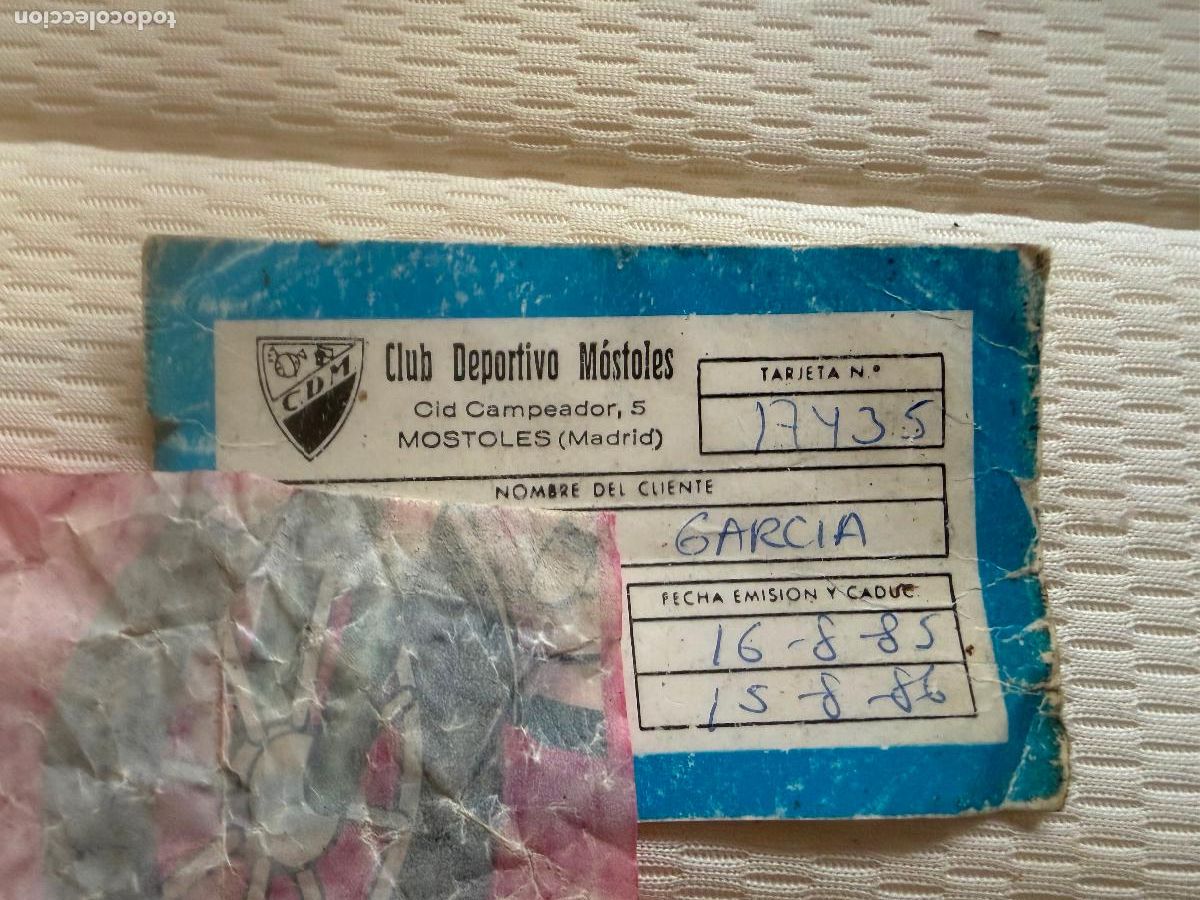 Coleccionismo deportivo: Carnet club deportivo M&oacute;stoles 1985