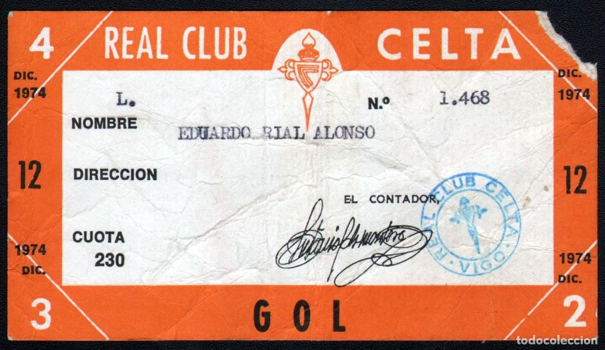 Coleccionismo deportivo: Carnet Abono / Abonado Celta de Vigo 1974-75