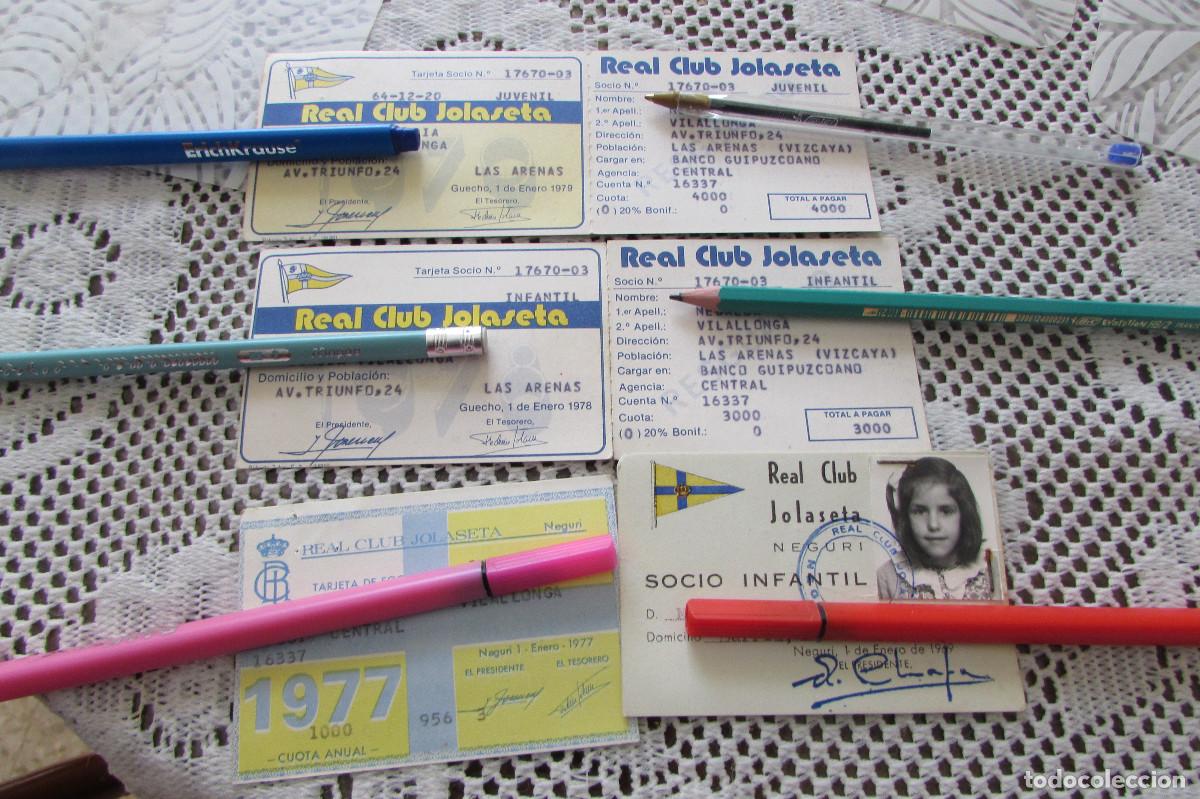Coleccionismo deportivo: LOTE CARNET SOCIO INFANTIL A&Ntilde;OS 70S REAL CLUB JOLASETA NEGURI