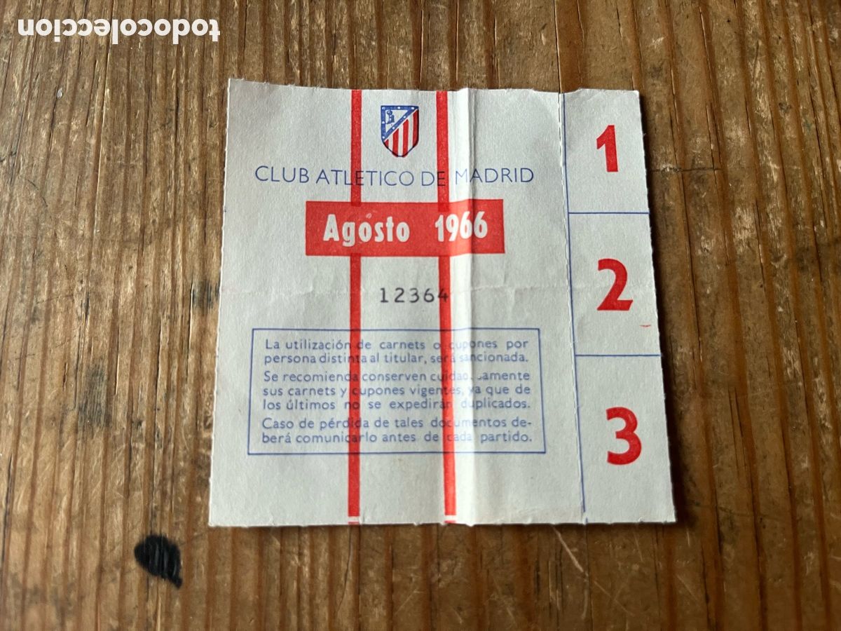 Coleccionismo deportivo: R31935 RECIBO MENSUAL CUOTA SOCIO ABONADO ABONO AGOSTO 1966 CLUB ATLETICO DE MADRID