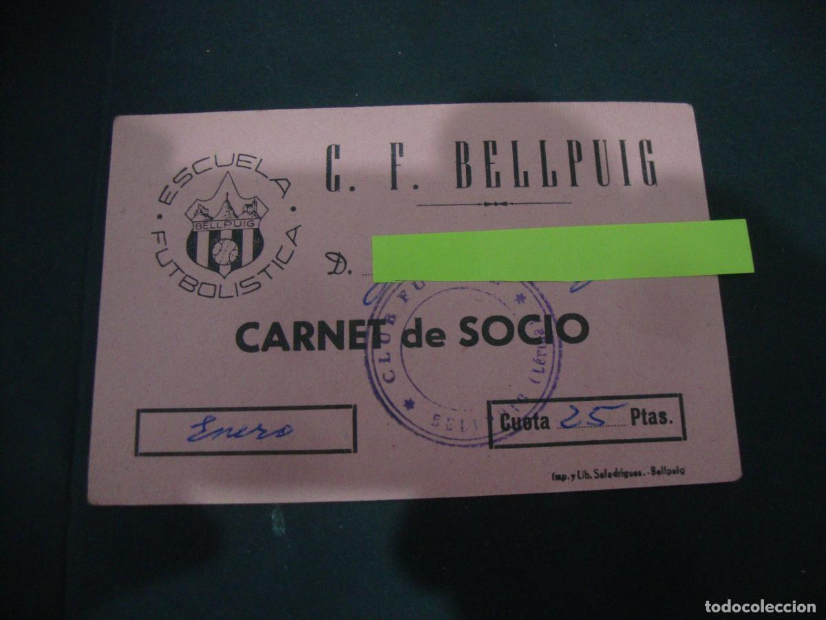 Coleccionismo deportivo: CARNET DE SOCIO C. F. BELLPUIG