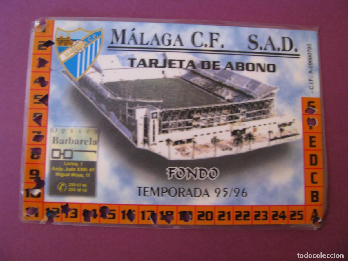 Coleccionismo deportivo: TARJETA DE ABONO. MALAGA C. F. TEMPORADA 1995-96.