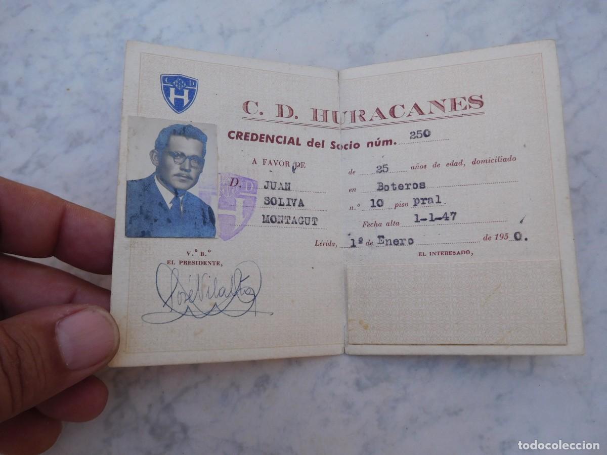 Coleccionismo deportivo: Credencial de socio 1950 Club deportivo Huracanes.