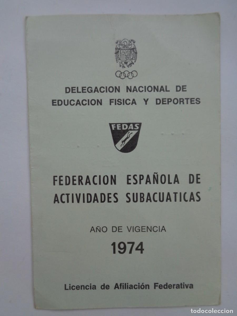 Coleccionismo deportivo: FEDERACION ESPA&Ntilde;OLA ACTIVIDADES SUBACUATICAS : CARNET FEDERADO CLUB NAUTILUS . SEVILLA , 1974