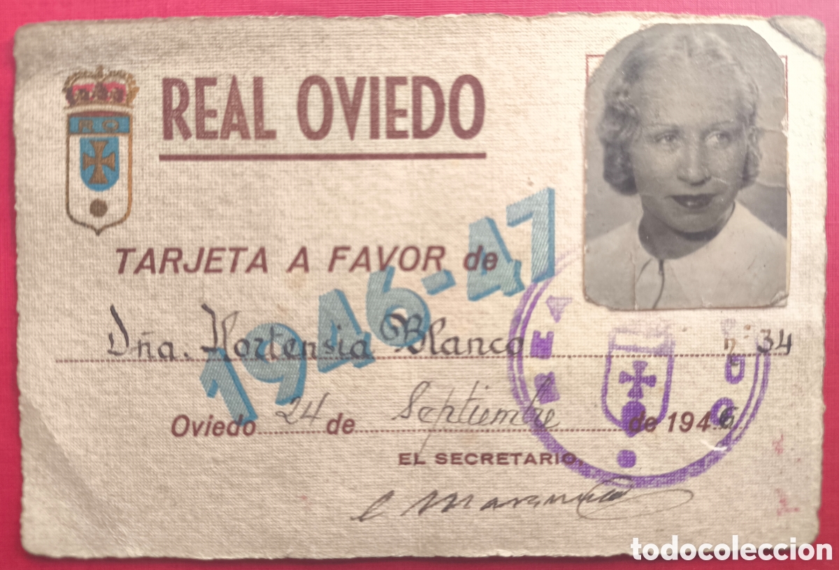 Coleccionismo deportivo: F&Uacute;TBOL CLUB REAL OVIEDO CARNET SOCIA TEMPORADA 1946 - 1947