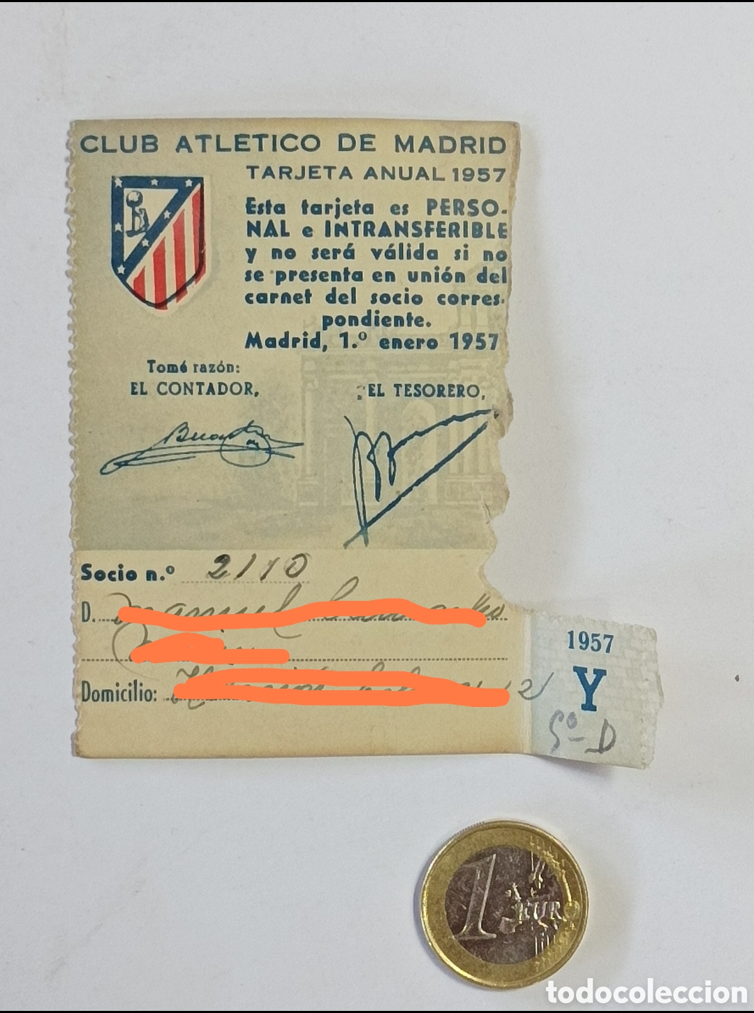 Coleccionismo deportivo: ABONO 1957 ATL&Eacute;TICO DE MADRID. VER FOTOS.
