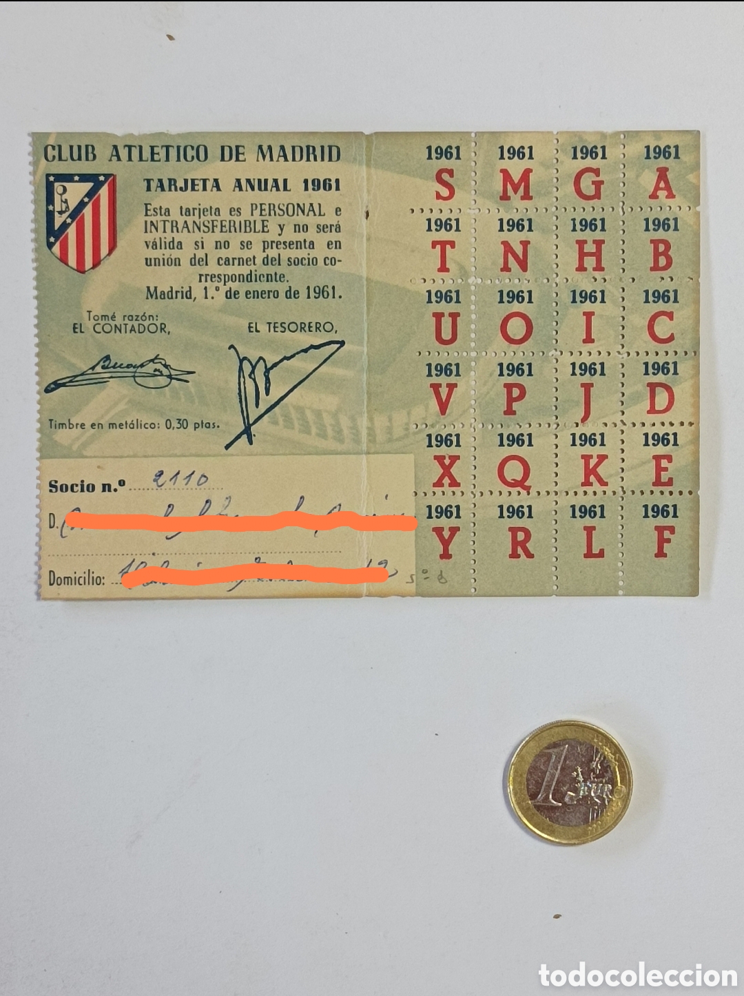 Coleccionismo deportivo: ABONO 1961 ATL&Eacute;TICO DE MADRID. COMPLETO. VER FOTOS.