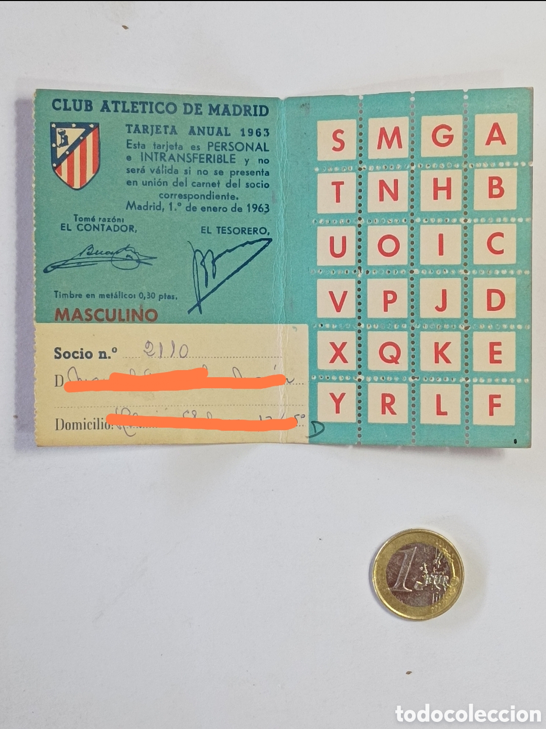 Coleccionismo deportivo: ABONO 1963 ATL&Eacute;TICO DE MADRID. COMPLETO.