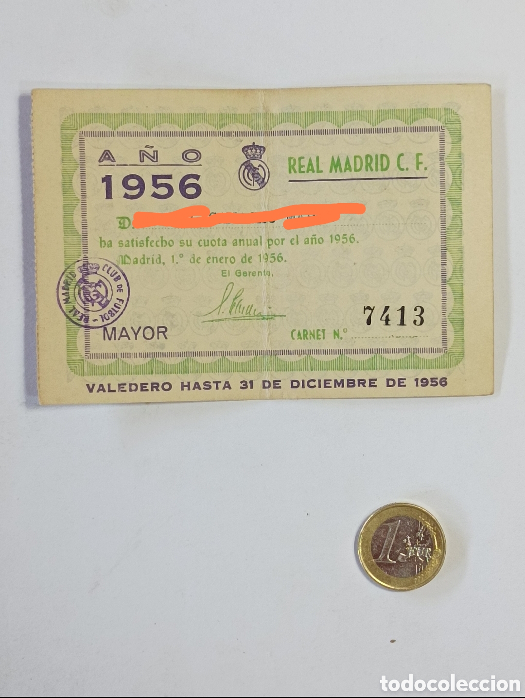Coleccionismo deportivo: ABONO 1956 REAL MADRID. MUY BUEN ESTADO.