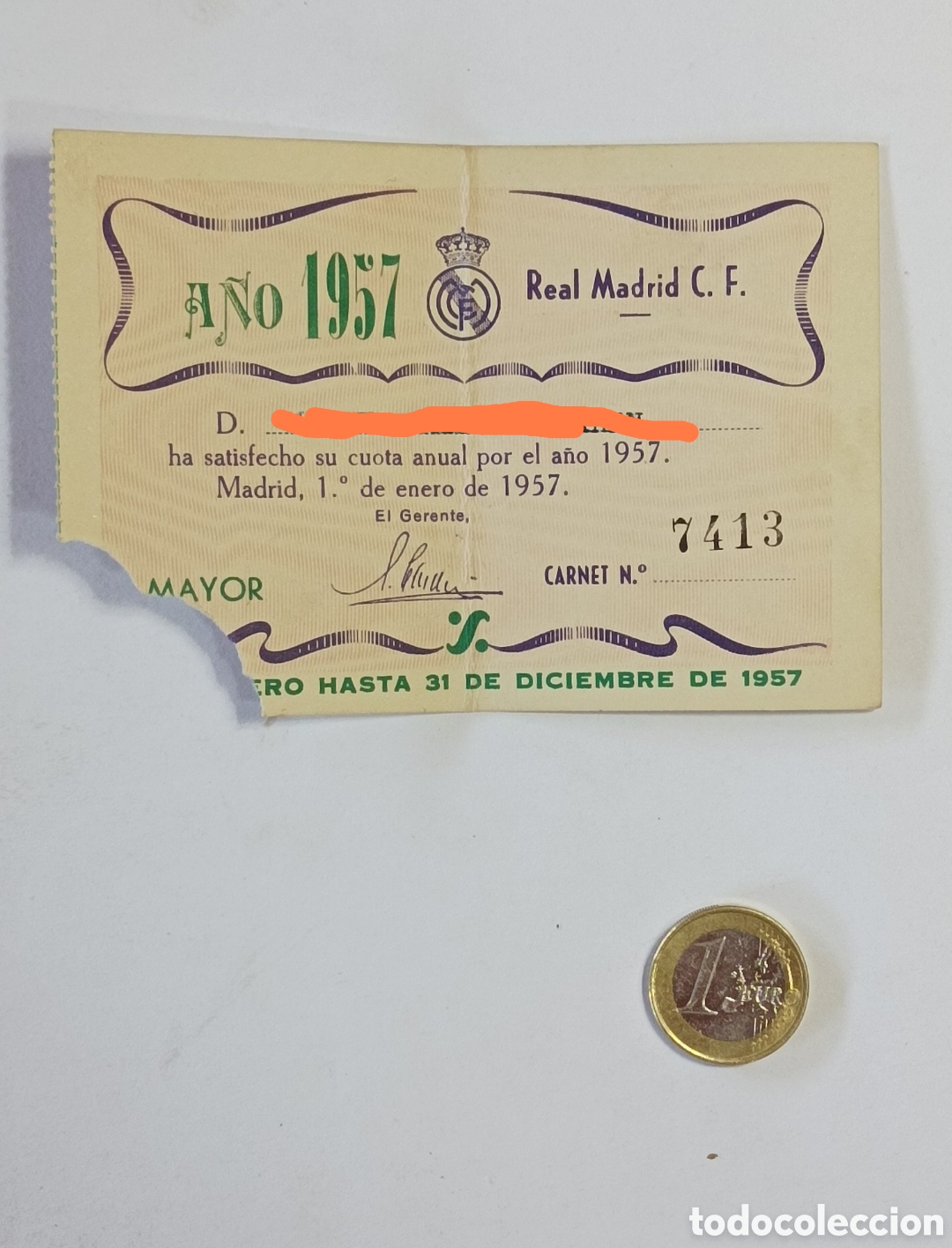 Coleccionismo deportivo: ABONO 1957 REAL MADRID. VER FOTOS.