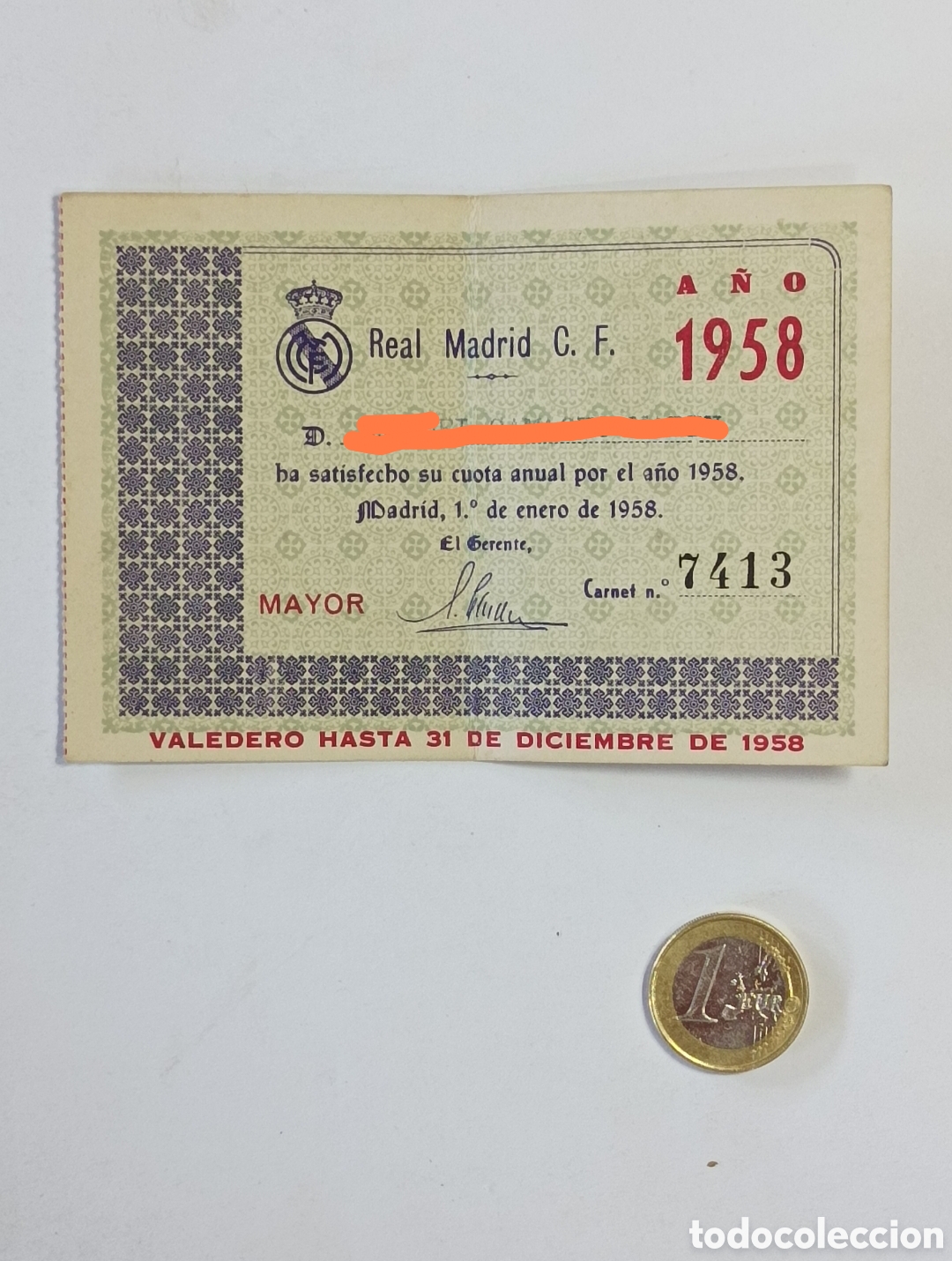 Coleccionismo deportivo: ABONO 1958 REAL MADRID. MUY BUEN ESTADO. VER FOTOS.