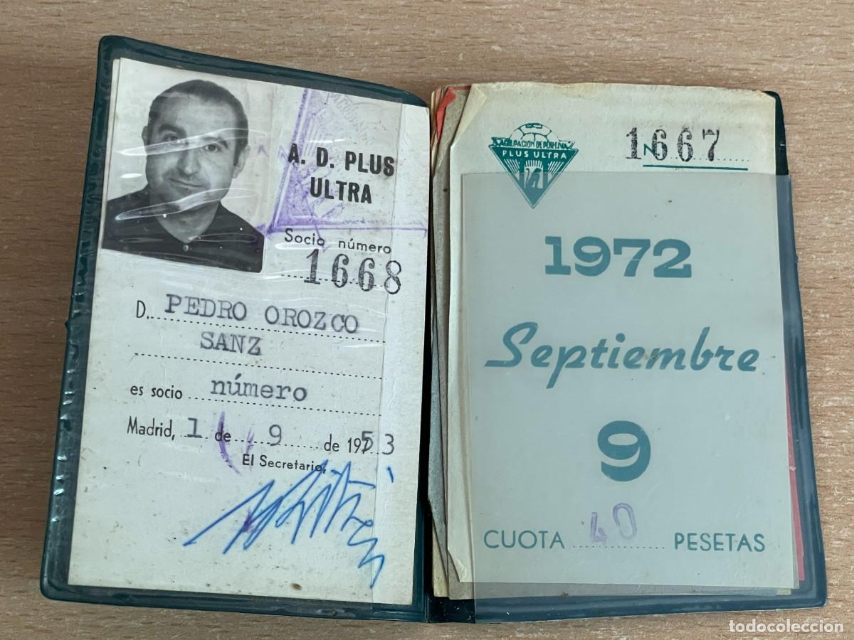 Coleccionismo deportivo: 9 Agrupaci&oacute;n Deportiva Plus Ultra antiguo Carnet de Socio N&ordm; 1668 + 10 Cupones 1971-1972 real madrid