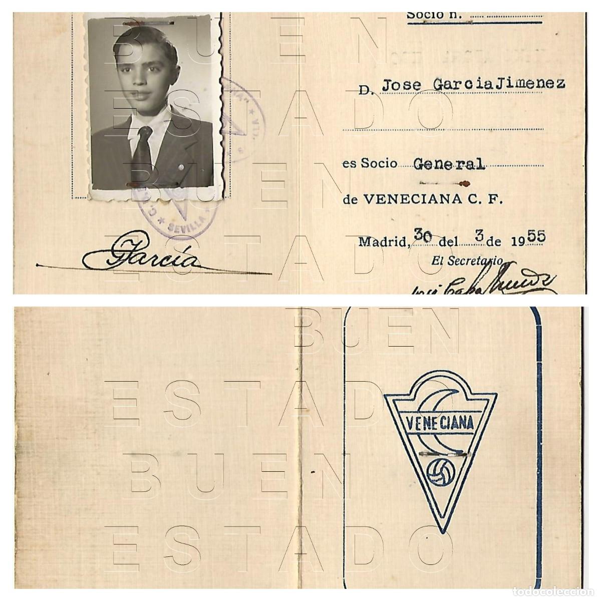 Coleccionismo deportivo: MADRID VENECIANA CF CLUB DE FUTBOL CARNET SOCIO 1955 M43