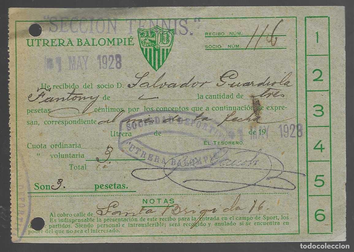 Coleccionismo deportivo: UTRERA BALOMPIE, SECCION TENIS.- A&Ntilde;O 1928,, VER FOTOS