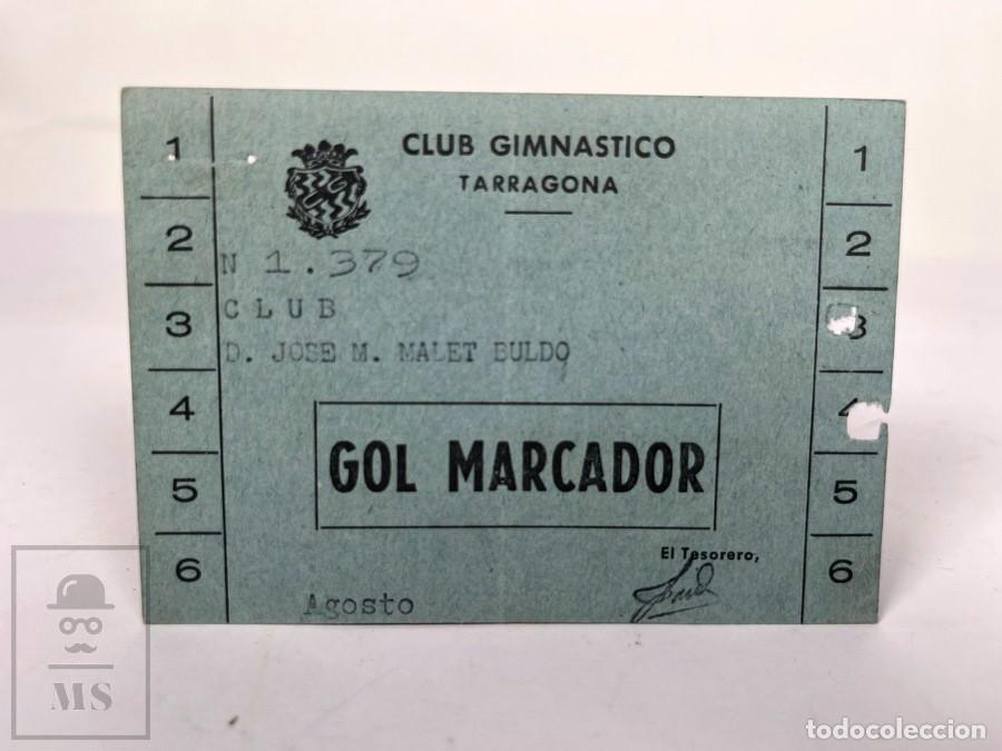 Sports collectibles: Antiguo Carnet de Socio - Club Gimnastico Tarragona - N&ordm; 1.379 Gol Marcador -Publi Cerveza Euro Pils