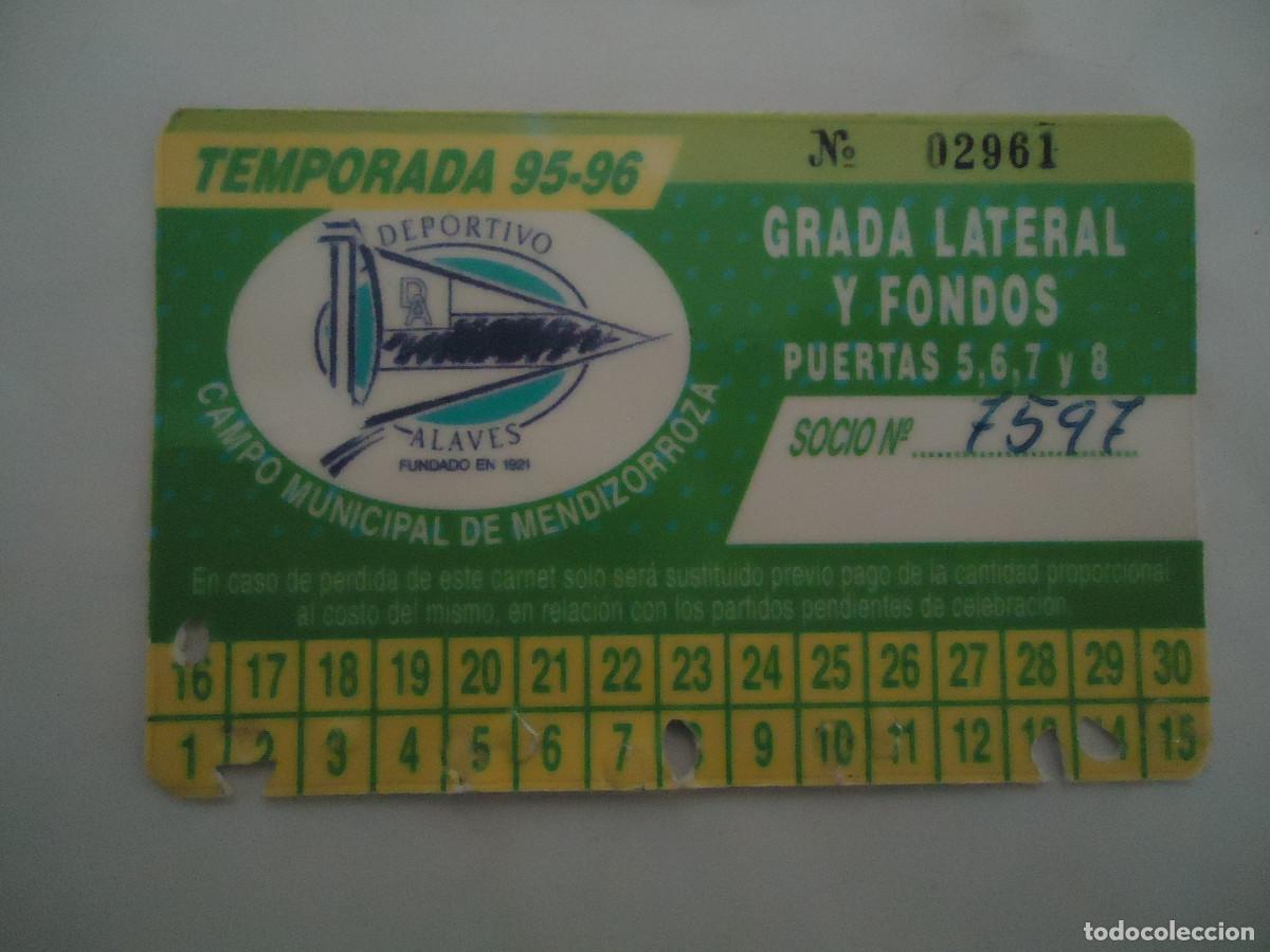 Sammelleidenschaft Sport: CARNET DE SOCIO DEL DEPORTIVO ALAVES , TEMPORADA 1995/96. PP -13