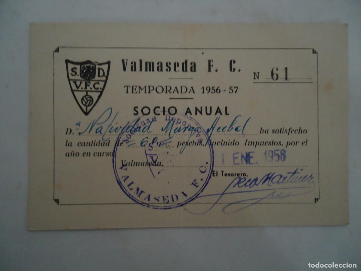 Sammelleidenschaft Sport: CARNET DE SOCIO DEL VALMASEDA F.C. . A&Ntilde;O 1956/57. MUY RARO. PP -13
