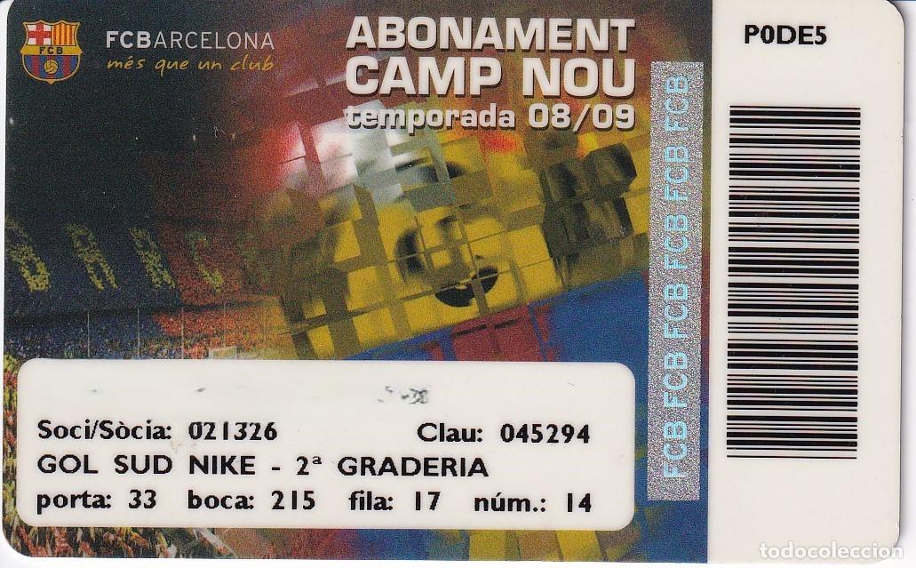 Collectionnisme sportif: CARNET SOCIO DE FUTBOL CLUB BARCELONA TEMPORADA 2008/09 GOL SUD 2&ordf; GRADERIA (FOOTBALL) BAR&Ccedil;A