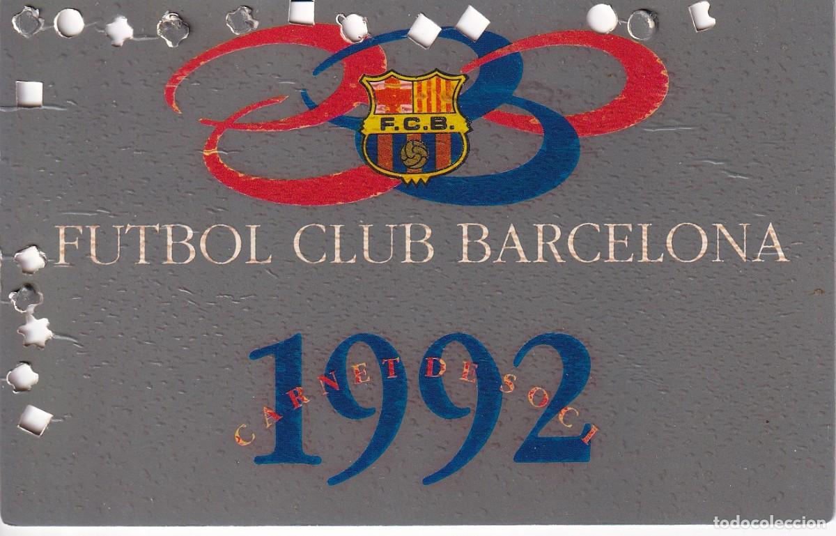 Coleccionismo deportivo: CARNET DE SOCIO DEL FUTBOL CLUB BARCELONA DEL A&Ntilde;O 1992 ANUAL (BAR&Ccedil;A)