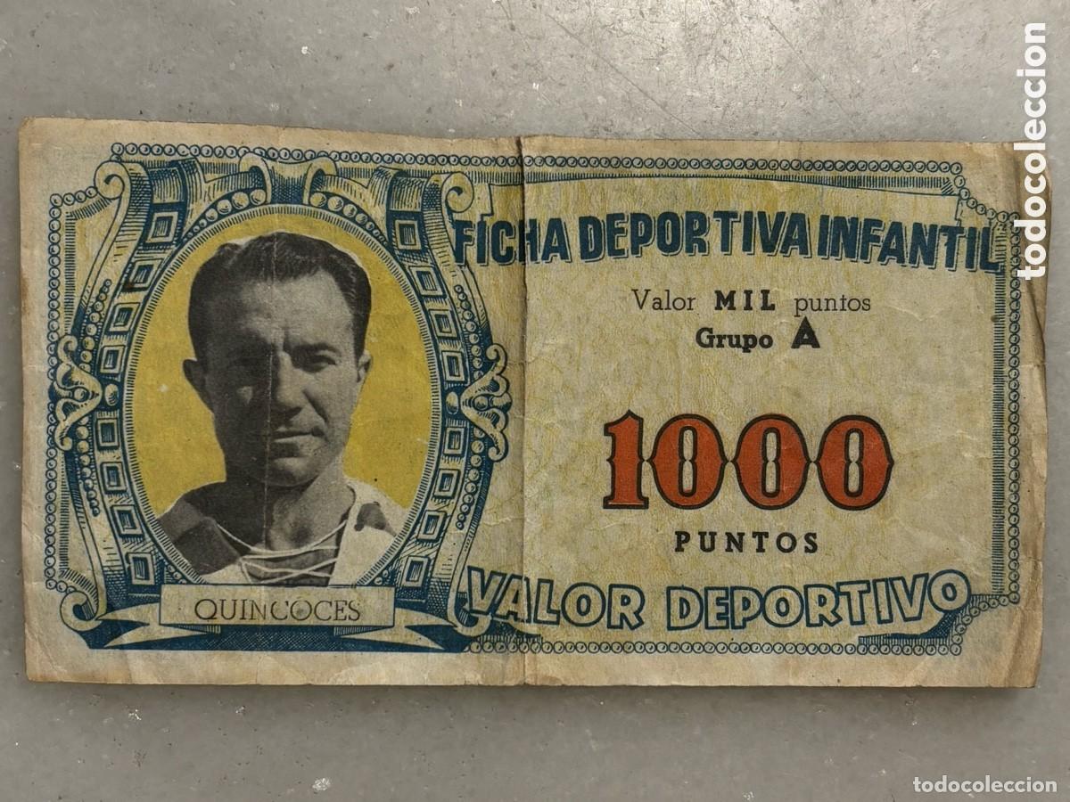 Coleccionismo deportivo: Ficha deportiva infantil f&uacute;tbol Quincoces Real Madrid 1951