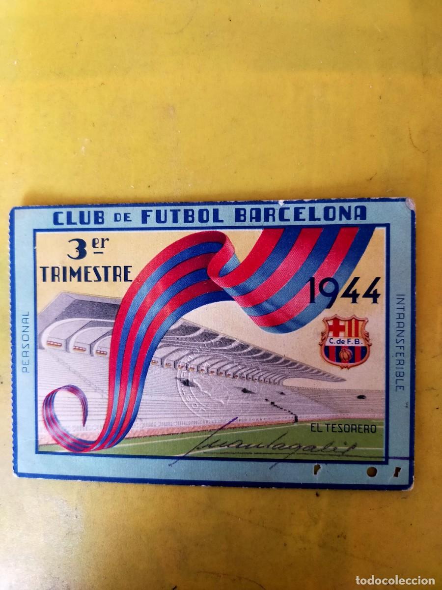Coleccionismo deportivo: 1944 CARNET SOCIO FC BARCELONA 3&ordm; TRIMESTRE BAR&Ccedil;A