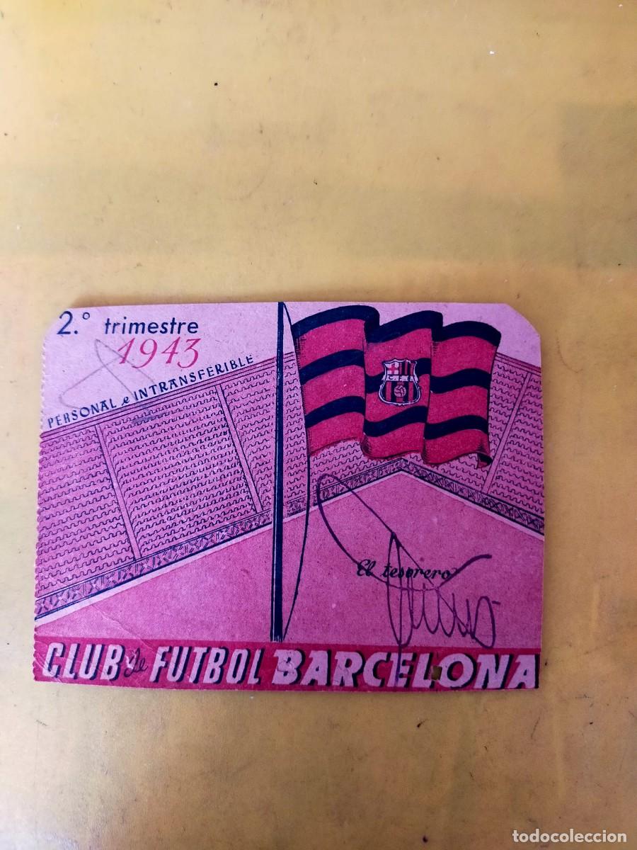 Coleccionismo deportivo: 1943 CARNET SOCIO FC BARCELONA 2&ordm; TRIMESTRE BAR&Ccedil;A