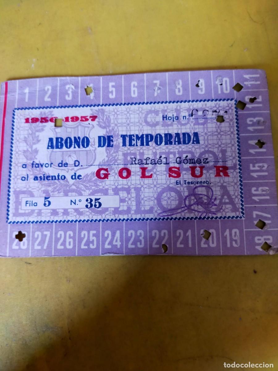 Coleccionismo deportivo: BAR&Ccedil;A ABONO ASIENTO FC BARCELONA A&Ntilde;O/TEMPORADA 1956-57
