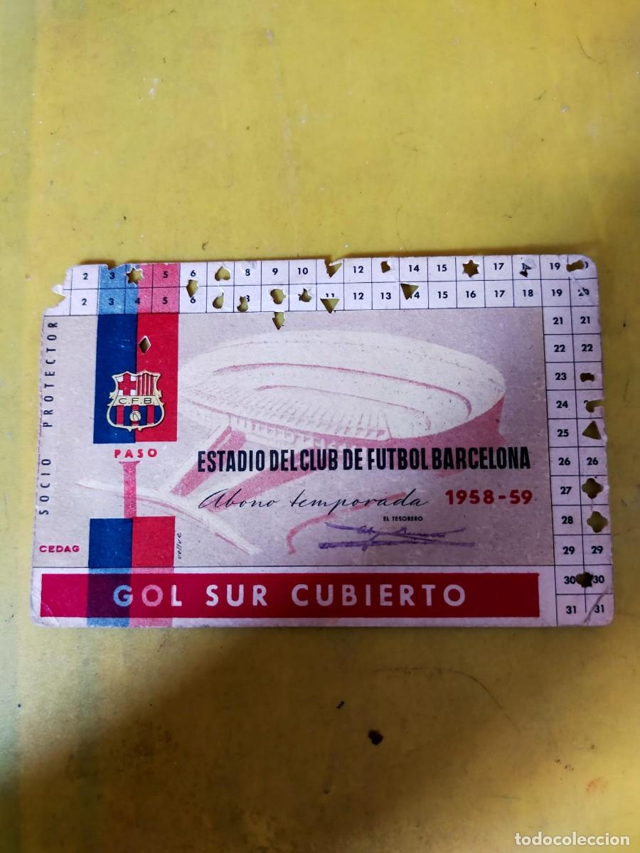 Coleccionismo deportivo: BAR&Ccedil;A ABONO ASIENTO FC BARCELONA A&Ntilde;O/TEMPORADA 1958-59
