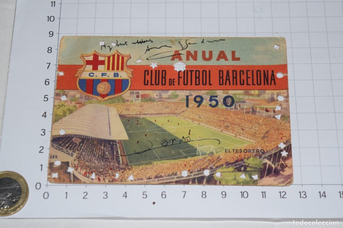 Coleccionismo deportivo: Vintage, original / Carnet ANUAL, a&ntilde;o 1950 - Club de F&uacute;tbol Barcelona - &iexcl;Mira fotos y detalles!