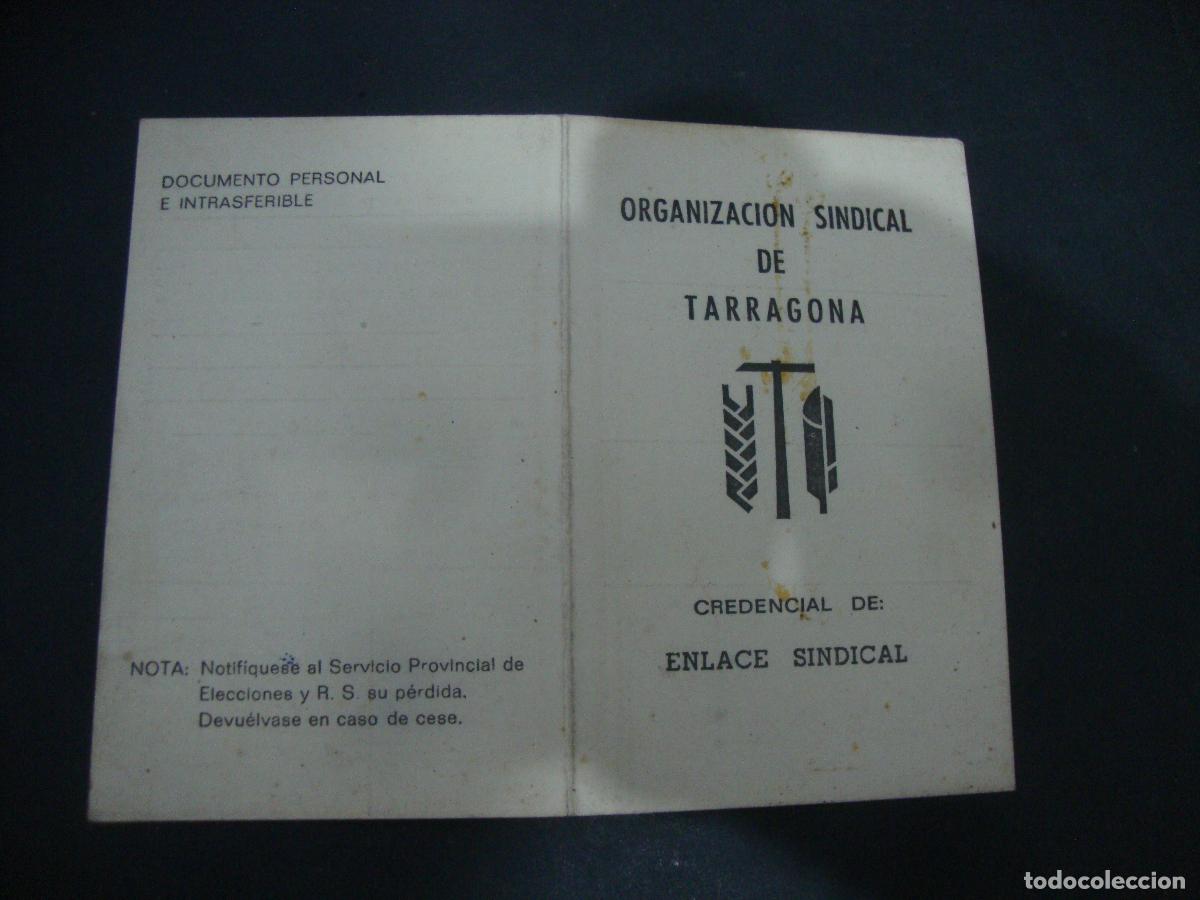 Coleccionismo deportivo: CARNET CREDENCIAL ORGANIZACION SINDICAL DE TARRAGONA ENLACE 1975