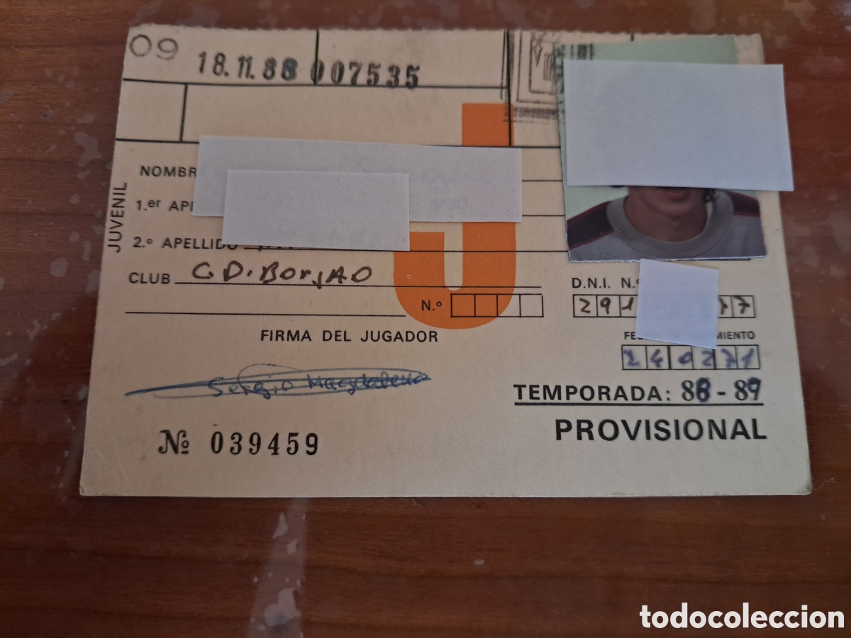 Coleccionismo deportivo: Carnet Club Deportivo Borsao,temporada 1988-89