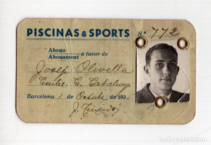 Collectionnisme sportif: CARNET PISCINAS & SPORTS BARCELONA 1930S. ABONO JOSEP OLIVELLA. RAREZA HIST&Oacute;RICA.