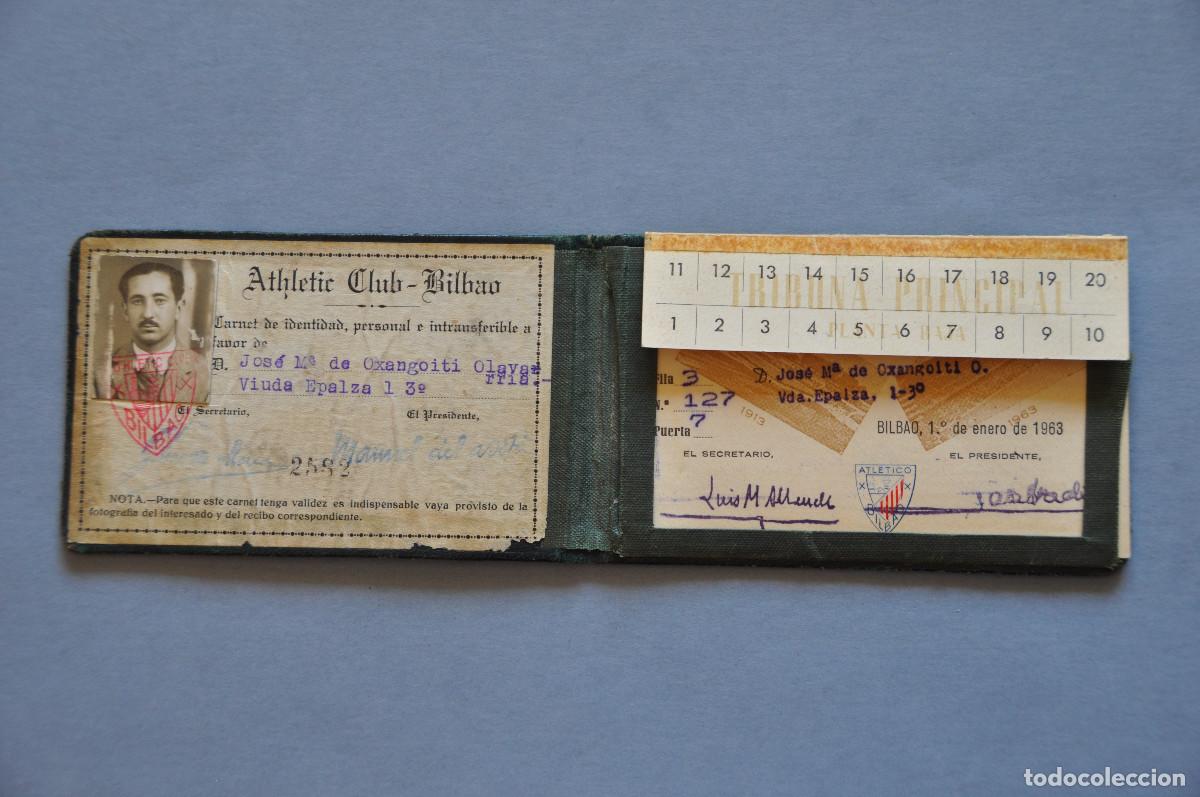 Coleccionismo deportivo: CARNET DE SOCIO DEL ATHLETIC CLUB - BILBAO (1937) CON UN ABONO DE 1963