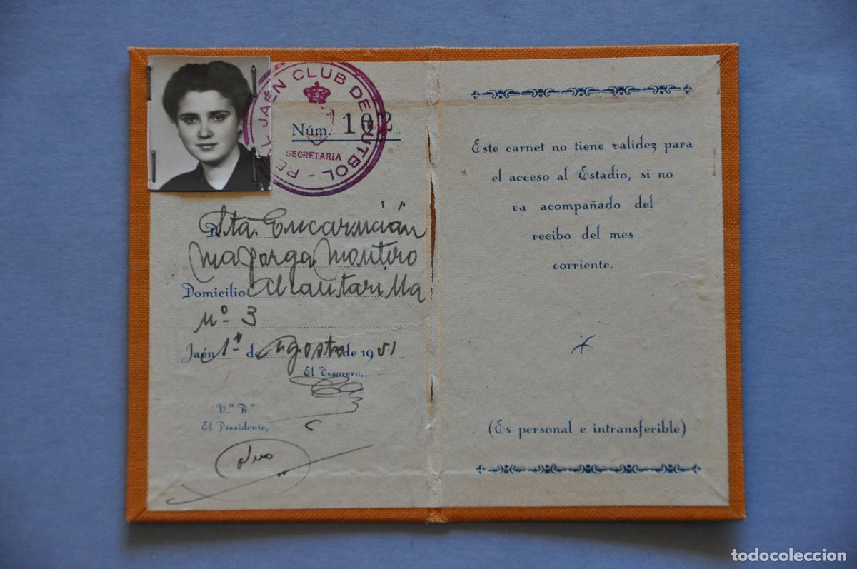 Coleccionismo deportivo: CARNET DE SOCIO DEL REAL JAEN CLUB DE FUTBOL (1951)