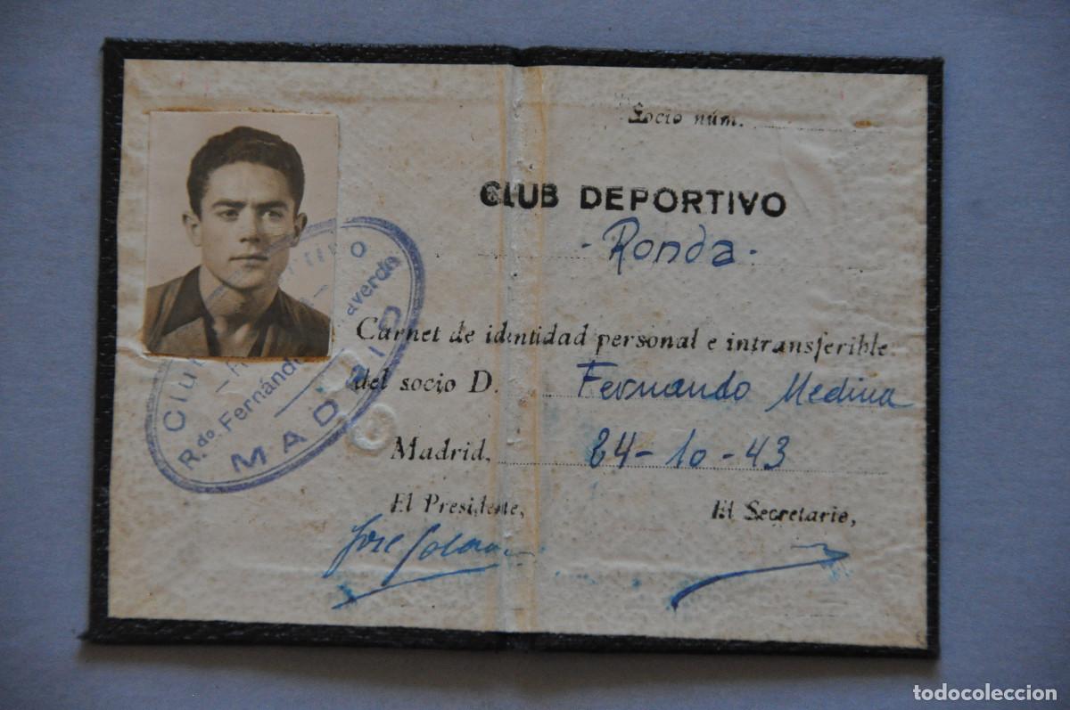 Coleccionismo deportivo: RARO CARNET DE SOCIO DEL CLUB DEPORTIVO RONDA (MADRID) 1943