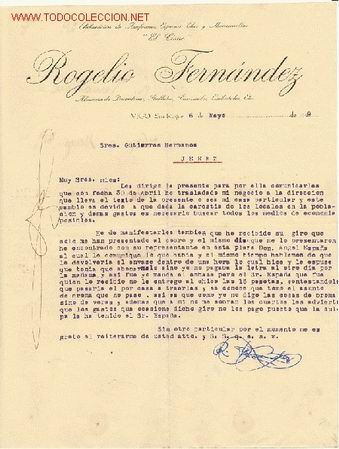 Cartas comerciales: CARTA COMERCIAL DE ROGELIO FERNANDEZ .VIGO - Foto 1