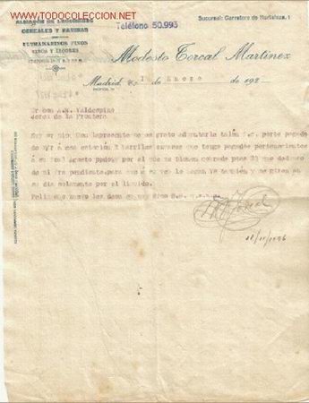 Cartas comerciales: CARTA COMERCIAL DE MODESTO CORCAL MARTINEZ.MADRID - Foto 1