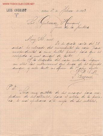 Cartas comerciales: CARTA COMERCIAL DE LUIS COURANT.BILBAO - Foto 1