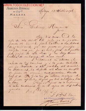 Cartas comerciales: CARTA COMERCIAL DE FRANCISCO BERROCAL..MALAGA - Foto 1