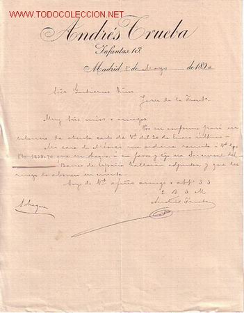 Cartas comerciales: CARTA COMERCIAL DE ANDR&Eacute;S TRUEBA.MADRID - Foto 1