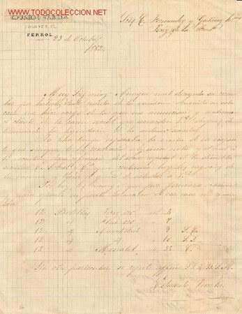 Cartas comerciales: CARTA COMERCIAL DE EDUARDO VARELA.FERROL - Foto 1