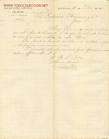 Cartas comerciales: CARTA COMERCIAL DE ILDEFONSO MEDINA .las palmas - Foto 1