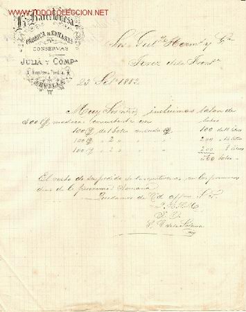 Cartas comerciales: CARTA COMERCIAL DE JULI&Aacute; Y COMP&ordf;. SEVILLA 1882 - Foto 1