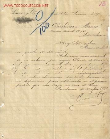 Cartas comerciales: CARTA COMERCIAL DE LACAVE Y CIA.SEVILLA - Foto 1